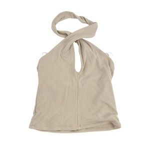 Aritzia Wilfred Beige Ribbed Twist Top